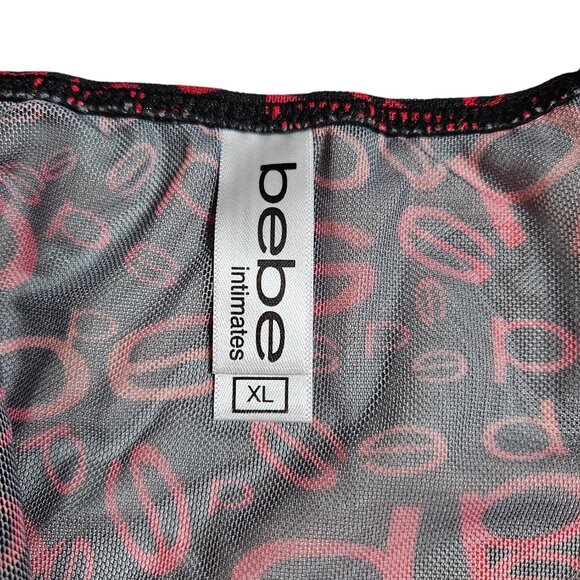 bebe Mesh Cami and Short Lingerie Sleepwear 2 Piece Set, Logo Print, X-Large - Picture 9 of 13